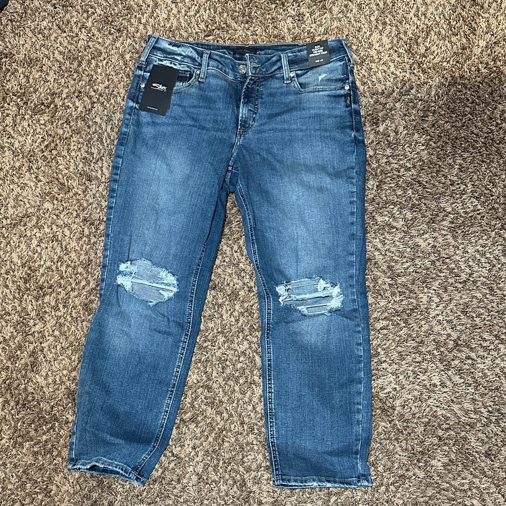 Silver Jeans Suki Curvy Fit Mid Rise Straight Crop Jeans